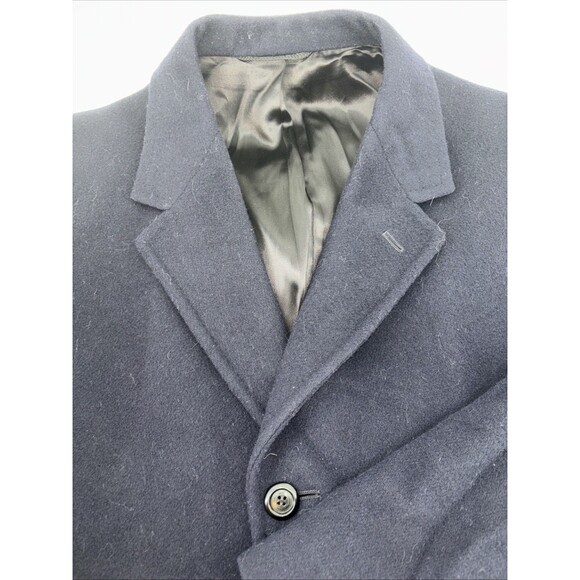 Vintage “Man In Wool” Pure Wool Deep Navy Blue Topcoat XL  46x42 - Picture 1 of 8